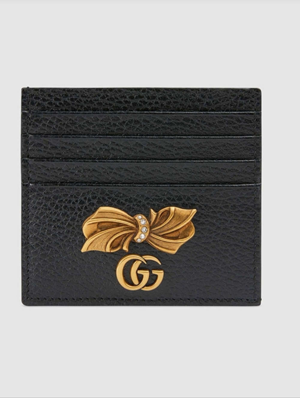Gucci Black Marmont Petit Bow Card Holder Wallet NEW